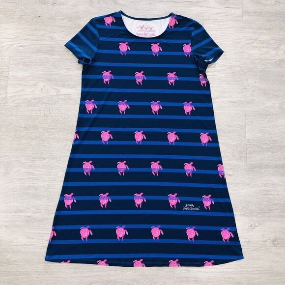 Leoma Lovegrove Size Small Dress Wearable Art Abstract Turtles Design Sttiped - Picture 1 of 7